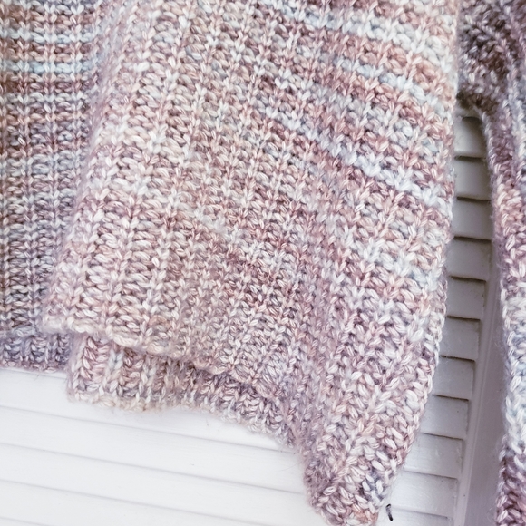 marled brown tan knit gradient crew sweater XS - Picture 7 of 9